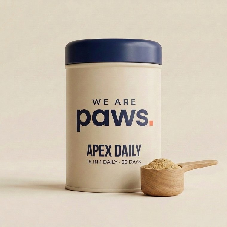 One paws. APEX Daily tin and scoop