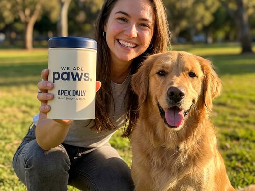 A happy dog thriving on APEX Daily