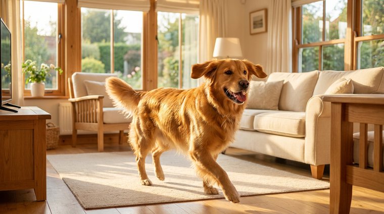 An energetic, playful dog